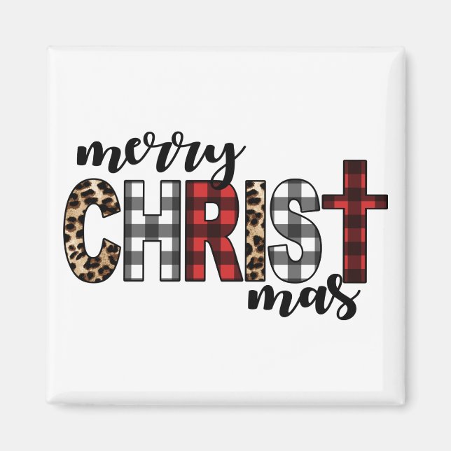 Aimant Joyeux CHRISTmas Buffalo Plaid (Devant)