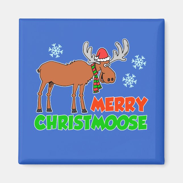 Aimant Joyeux Christmoose Mignon Moose de Dessin Animé (Devant)