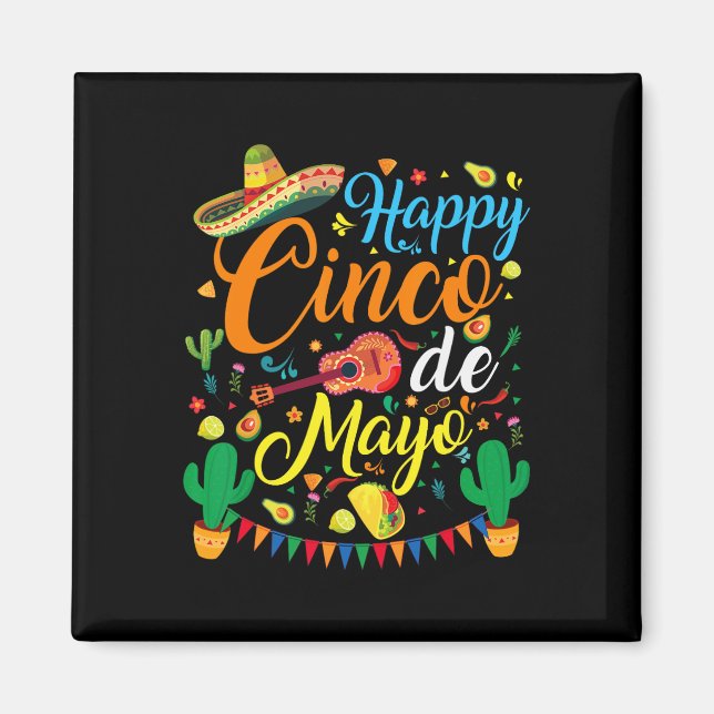 Aimant Joyeux Cinco De Mayo Fiesta Parti Mexicain 5 De Ma (Devant)