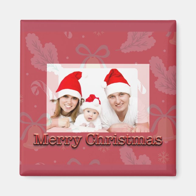 Aimant Joyeux cloches de Noël avec photo (Devant)