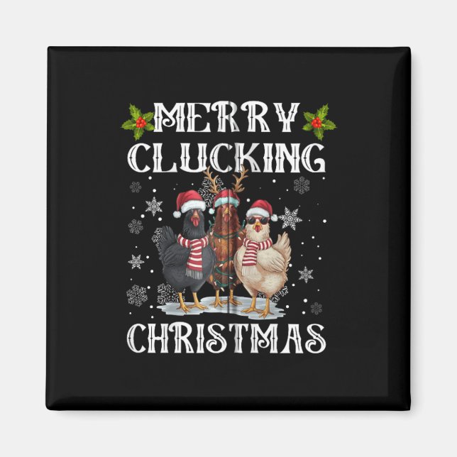 Aimant Joyeux coup de canard Noël Drôle poulet Santa Hat  (Devant)