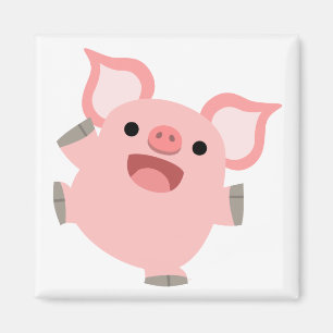 Aimant joyeux de porc de bande dessinée