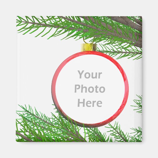 Aimant Joyeux décor d'arbre de Noël (cadre photo) (Devant)