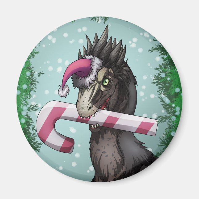 Aimant Joyeux dinosaure de Noël (Devant)