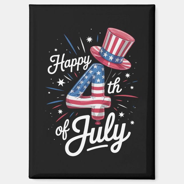 Aimant Joyeux drapeau américain 4 juillet patriotique USA (Recto)