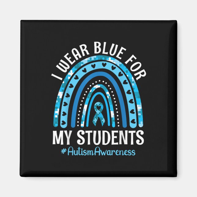 Aimant Joyeux Enseignant Je Porte Bleu Pour Mes Étudiants (Devant)
