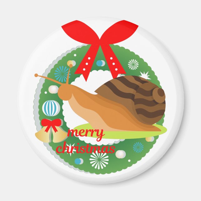 Aimant joyeux escargot de noël (Devant)