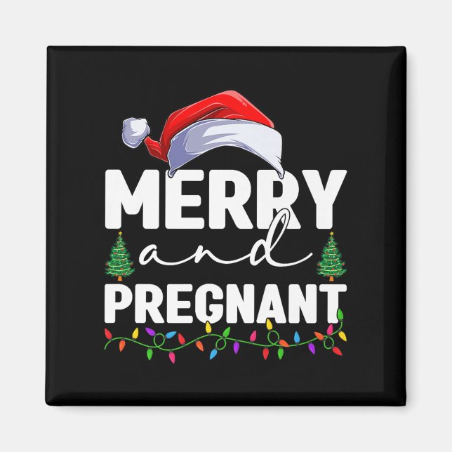 Aimant Joyeux Et Enceinte Noël Annonce De Grossesse (Devant)