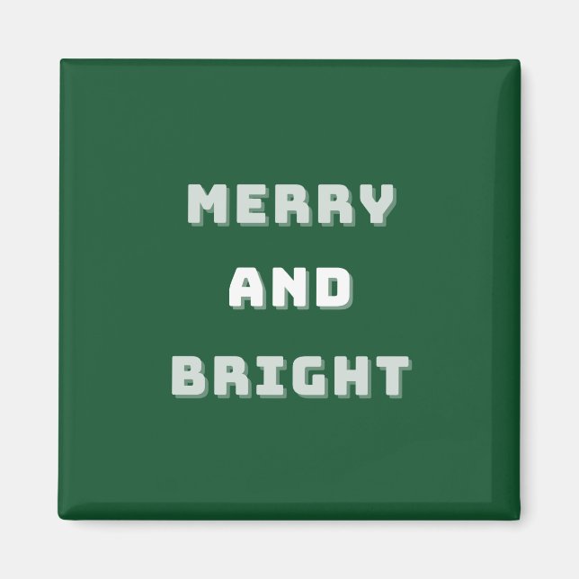 Aimant Joyeux et lumineux, Art de Noël vert, Vacances (Devant)