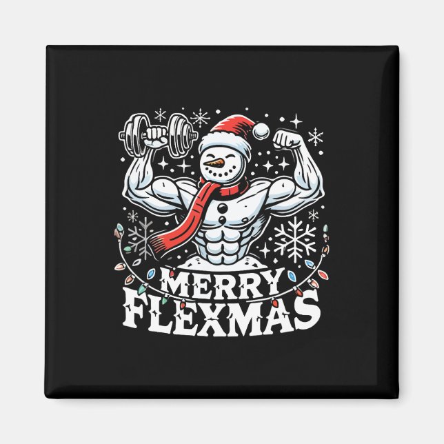 Aimant Joyeux Flexmas - Snowman Flexer Corps de gym de No (Devant)