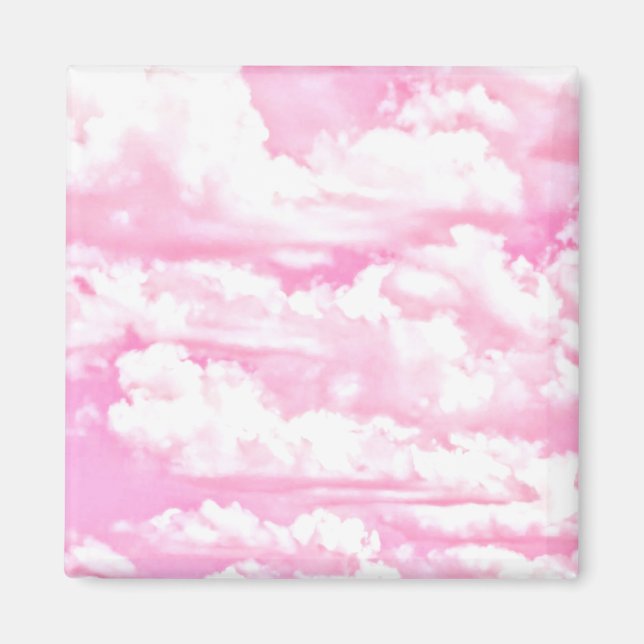 Aimant Joyeux Fuchsia nuages roses (Devant)