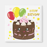 Joyeux gâteau au chocolat d'anniversaire, kawaii