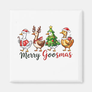 Aimant Joyeux Goosemas Canard de Noël portant un chapeau 