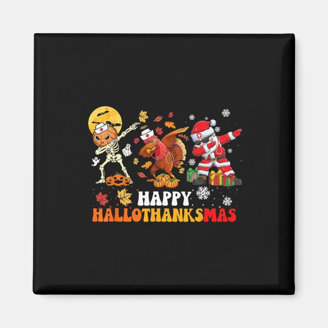 Aimant Joyeux Hallothanksmas Infirmière Halloween Thanksg (Devant)