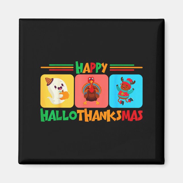 Aimant Joyeux Hallothanksmas Noël et Thanksgiving  (Devant)