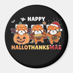 Aimant Joyeux Hallothanksmas Pandas Noël Rouge Panda Ma