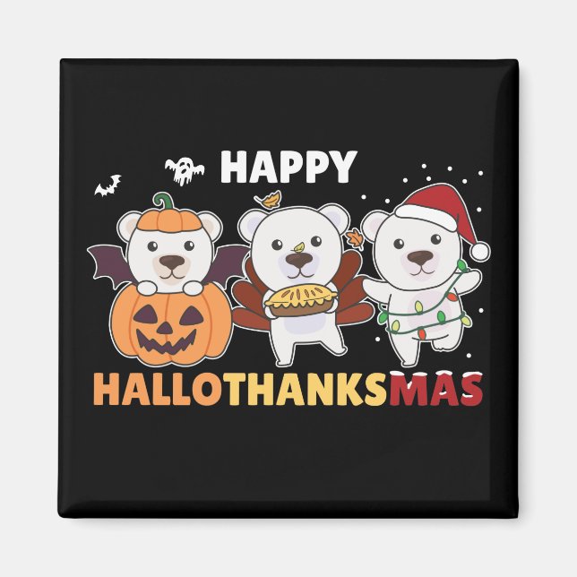 Aimant Joyeux Hallothanksma's Polar Bear Christmas Polar  (Devant)