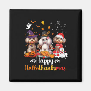 Aimant Joyeux Hallothanksmas Poodle Dog Halloween Christm