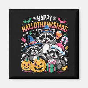 Aimant Joyeux Hallothanksmas Raton laveur Halloween Joyeu