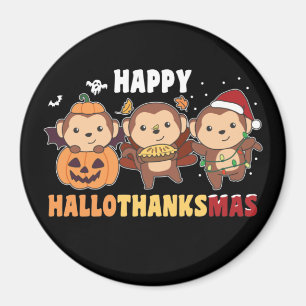 Aimant Joyeux Hallothanksmas Singe Noël Singes Magn
