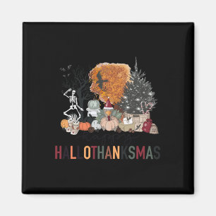 Aimant Joyeux Hallothanksmas squelette dinde Noël Hal
