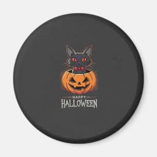 Aimant Joyeux Halloween Chat Noir Design de Citrouille_1