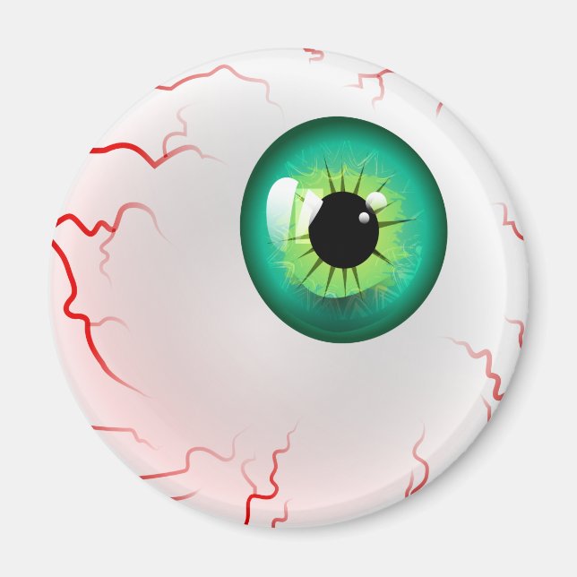 Aimant Joyeux Halloween ! Eyeball vert éffrayant (Devant)