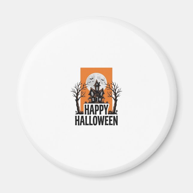 Aimant Joyeux Halloween Maison Hantée Graphique Vintage_1 (Devant)
