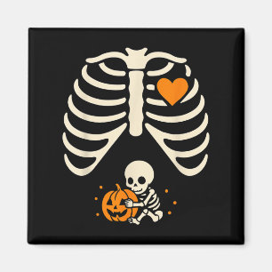 Aimant Joyeux Halloween Pregnant Baby Skeleton Mer Éffray