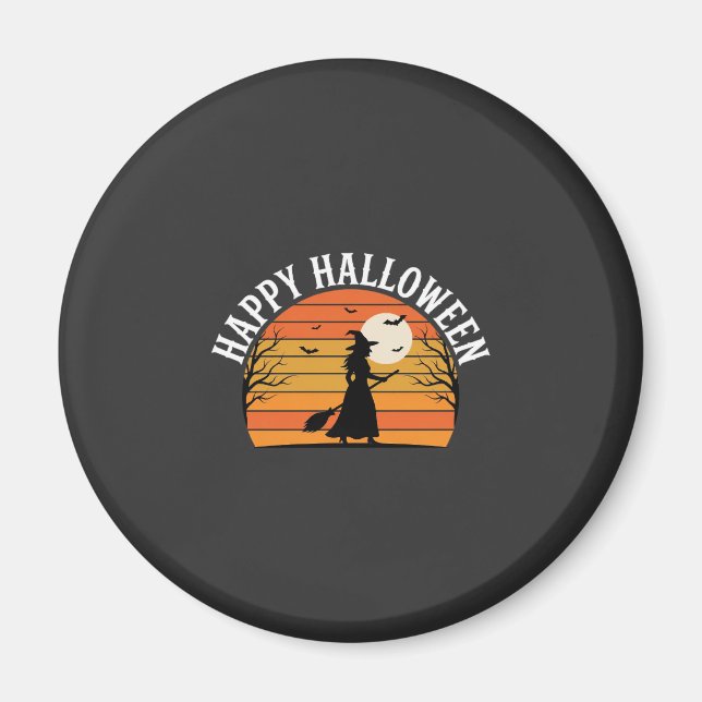Aimant Joyeux Halloween Sorcière Coucher de soleil Design (Devant)