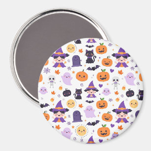 Aimant Joyeux Halloween Sorcières Fantômes Chats Chauves-