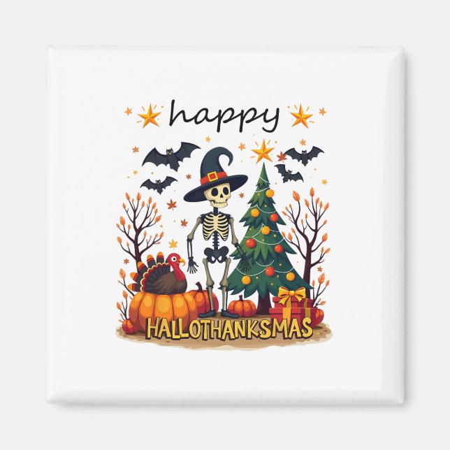 Aimant Joyeux Halloween Thanksgiving Christmas Party Matc (Devant)