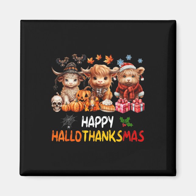 Aimant Joyeux Halloween Thanksgiving Noël Vache Vacances (Devant)