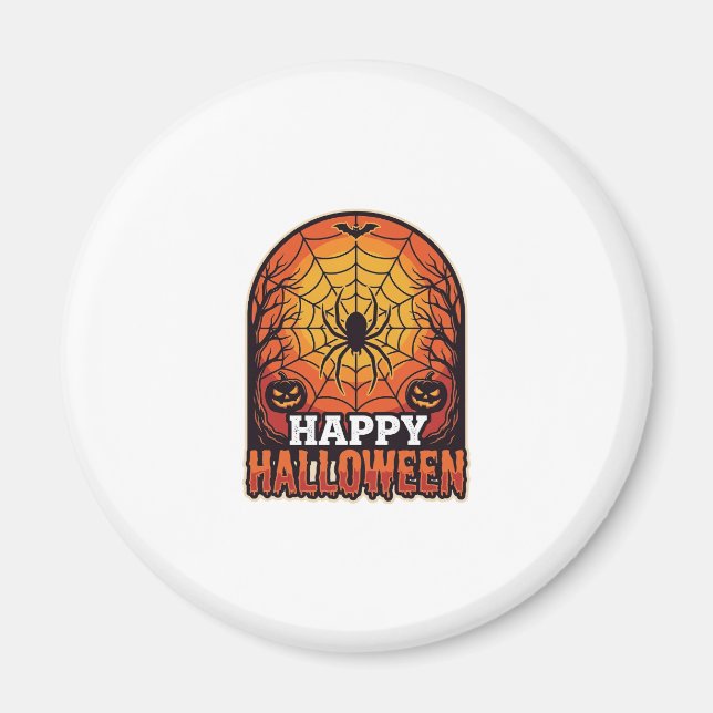 Aimant Joyeux Halloween Toile d'araignée Design de gravur (Devant)