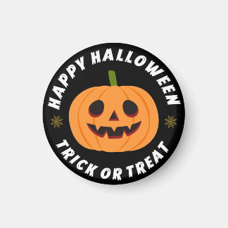 Aimant Joyeux Halloween Trick or Treat Citrouille Noir