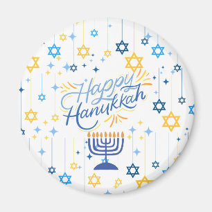 Aimant Joyeux Hanukkah Bleu Et Or