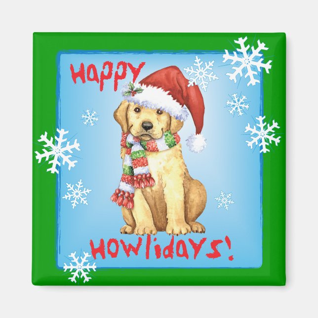 Aimant Joyeux Howlidays Yellow Lab (Devant)
