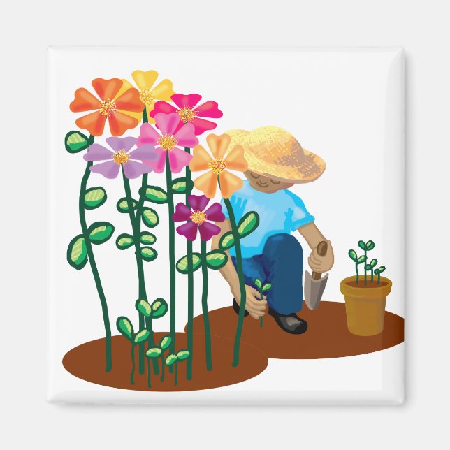 Aimant joyeux jardinier (Devant)