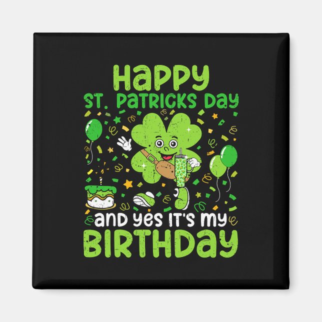 Aimant Joyeux Jour de la Saint Patrick Anniversaire Shamr (Devant)