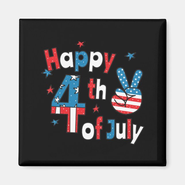 Aimant Joyeux Jour de l'Indépendance 4 juillet (Devant)