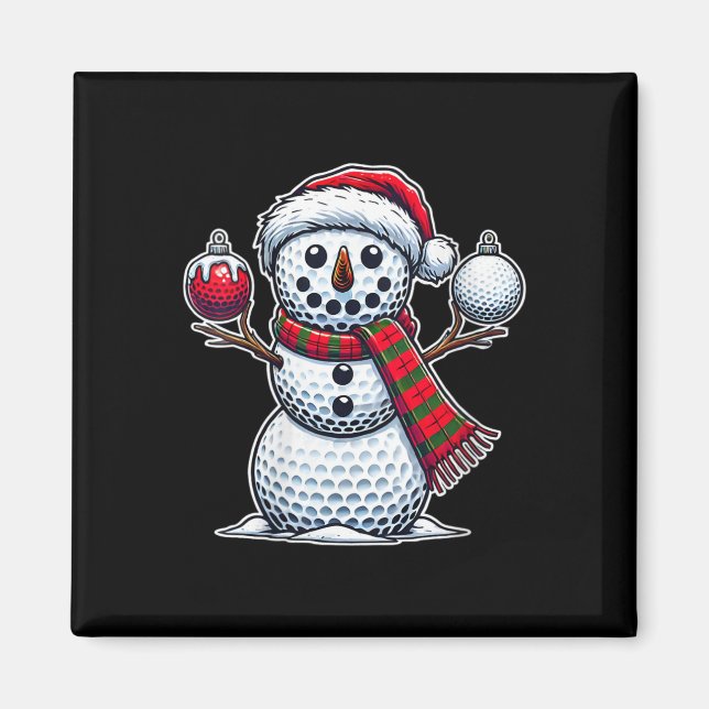 Aimant Joyeux Jour de Noël Fêtes Fêtes Golf Ball Snowman (Devant)