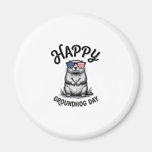 Aimant Joyeux jour du marmotte design de t-shirt avec gra