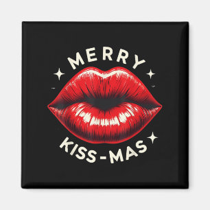 Aimant Joyeux Kiss-mas Pun de Noël Kissmas Lèvres de bais