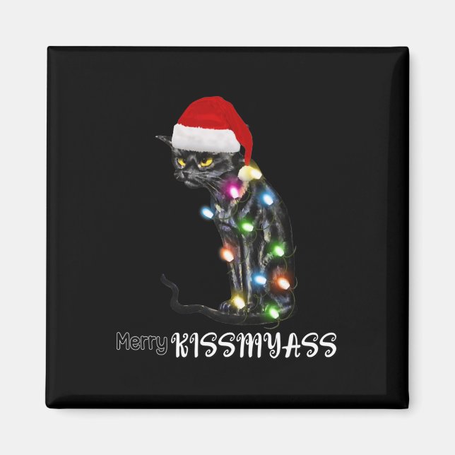 Aimant Joyeux Kissmyass Fun Chat Feux Noël 1 (Devant)