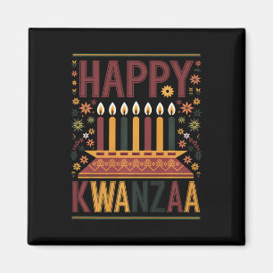 Aimant Joyeux Kwanzaa Célébration Bougies Kinara Et Flowe