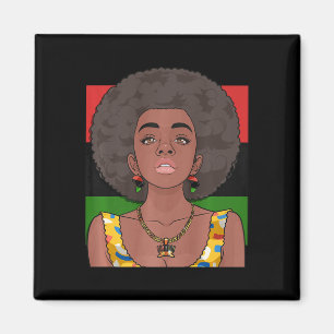 Aimant Joyeux Kwanzaa drapeau panafricain Femme noire Sep