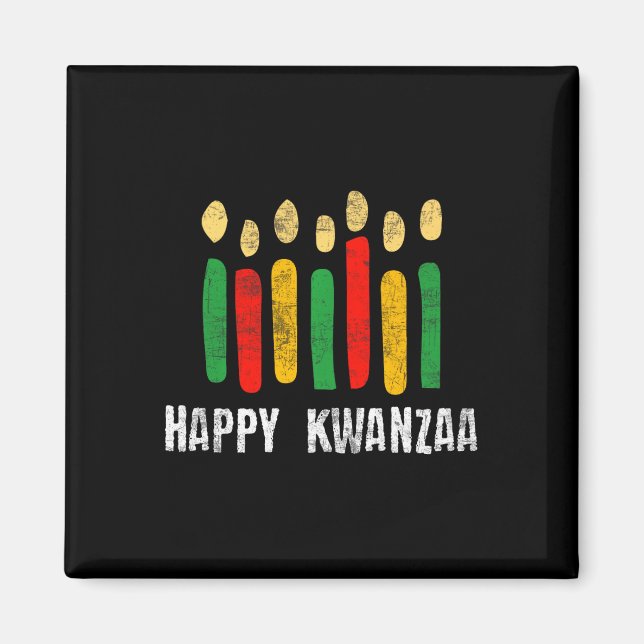 Aimant Joyeux Kwanzaa Kinara Sept Principes Bougies Pan (Devant)