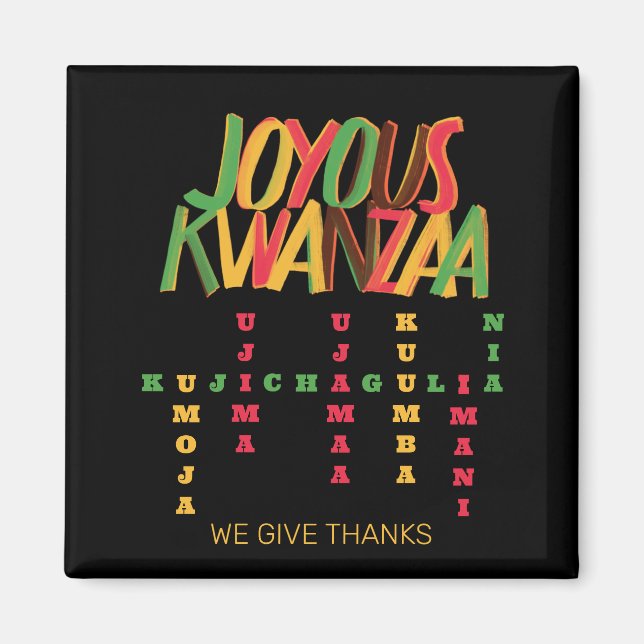 Aimant Joyeux KWANZAA Principes mot-clé (Devant)