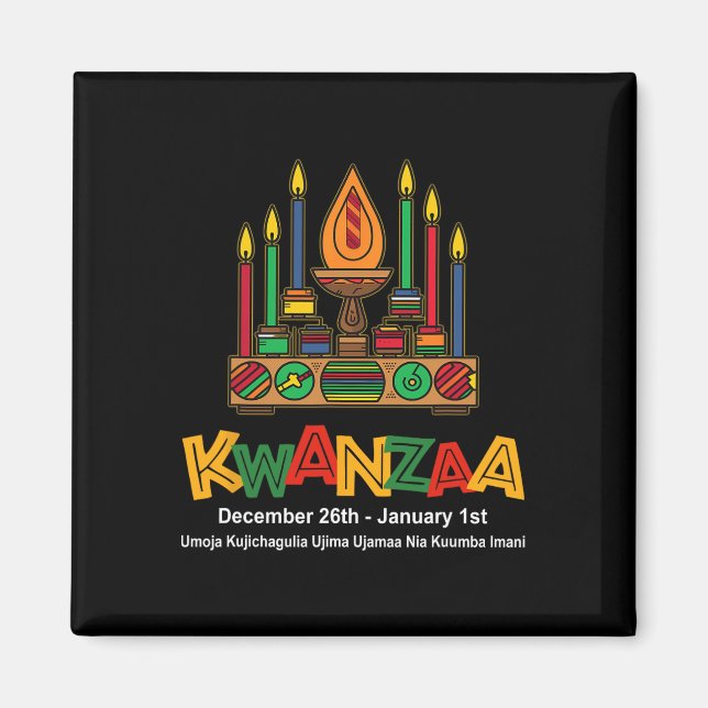 Aimant Joyeux Kwanzaa Sept Principes De Kwanzaa - Kinara (Devant)