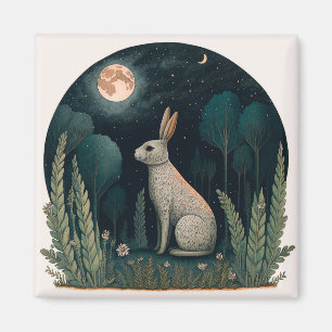 Aimant Joyeux lapin au clair de lune